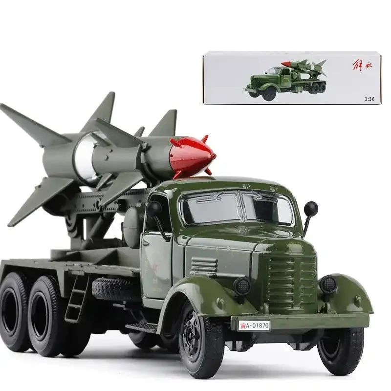 1:36 Liberation Missile Transport Truck Alloy Diecast Model Pull Back Acousto-Optic Military Vehicle Truck Model Souvenir Gift