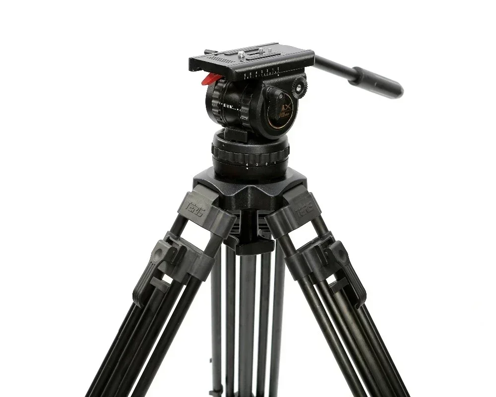 متوفر في المخزون TERIS V12T 100 مللي متر وعاء السائل رئيس الحمولة 12 كجم ألياف الكربون المهنية كاميرا فيديو كاميرا ترايبود للكاميرا