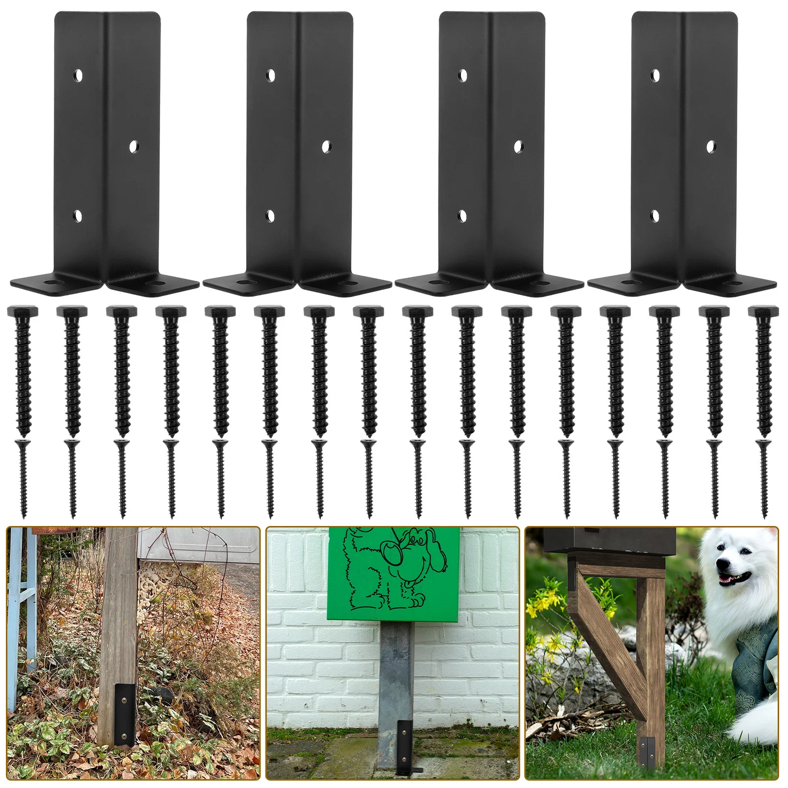 

1 set 1 Set Mailbox Post Base Protector Heavy Duty Metal Deck Post Bracket Replacement For Wooden Mailbox Fence Garden Farm Use