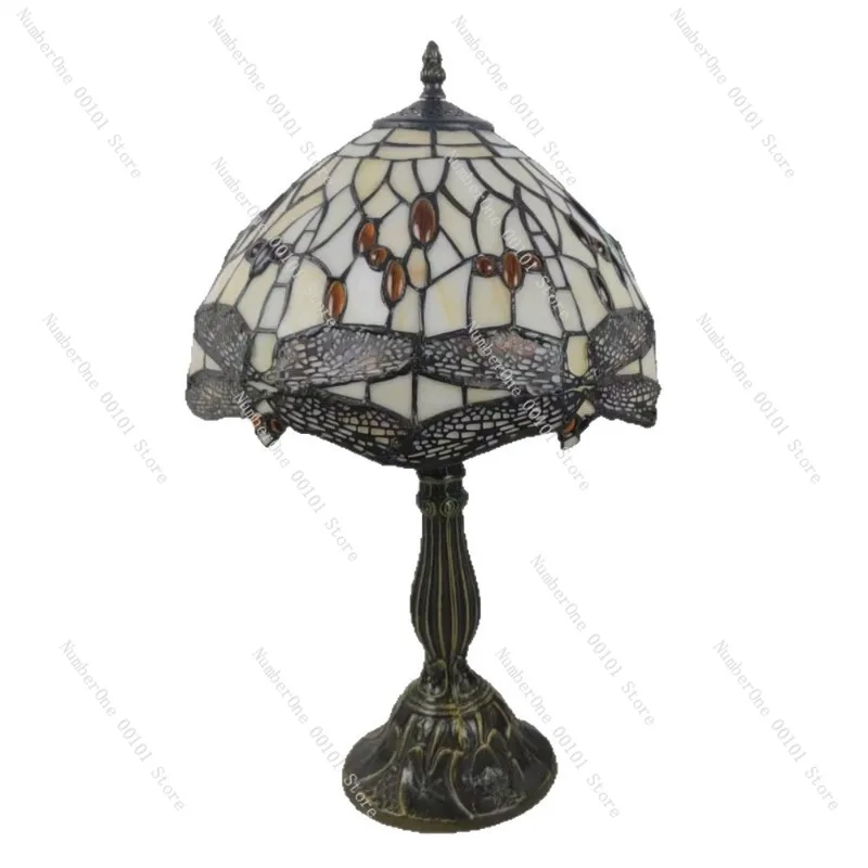European-American Colorful Tiffany Retro Desk Lamp,Suitable for Study,Bar,Restaurant,Bedroom,High-End Creative Headlamp Lighting