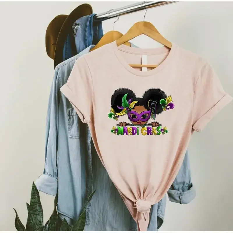 Mardi Gras Black Girl T Shirt NOLA Party Baton Rouge Carnival Flower De Luce Festival Outfit