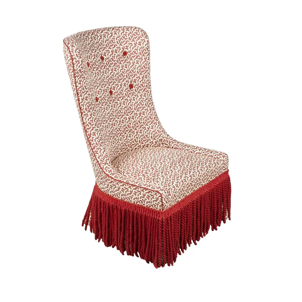 #French Style Antique Hotel Restaurant Velvet Bullion Fringe Highback Chair Luxury Button Tufted Wingback Wedding Chair for Sale
