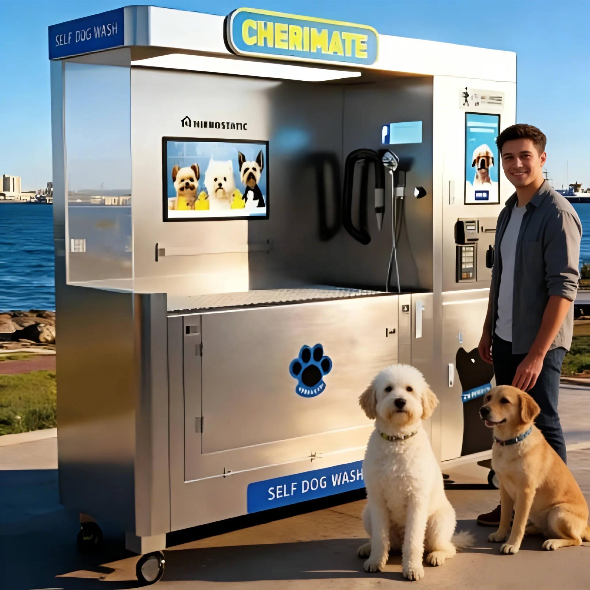 ！@USMILEPET Semi Automatic Pet Washing Machine Dog Cat Washing Station Self-Service Vending Machine for Medium Small Animals