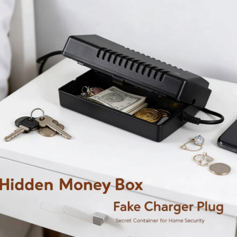 Hidden Money Box Fake Charger Plug Secret Home Transfer Safe Secret Container Securely Hide Valuables Coins Cash Jewelry Gifts