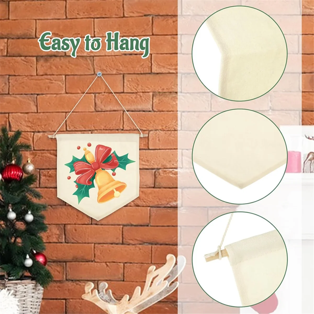 2025+ 6 قطع من لافتة القماش الفارغة، لافتات قماشية مع وتد خشبي، حامل لافتة عرض جدارية من المينا لدبابيس المينا