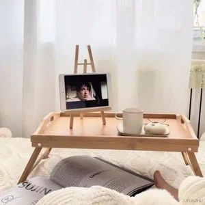 Portable natural bamboo bed tray, laptop table, reading, game table, folding table, useful, simple kitchen tool, 50x30x25cm 6 Main Sales Study Table - №6