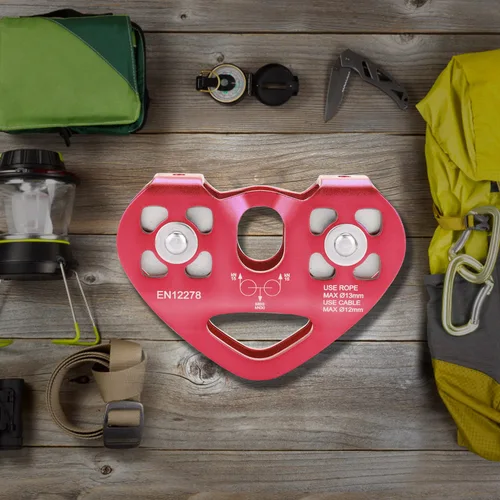 Imagen 2 del producto Polea doble de escalada de 30KN, polea de línea de cremallera de aluminio, polea de rodamiento de carga grande, equipo de escalada en roca