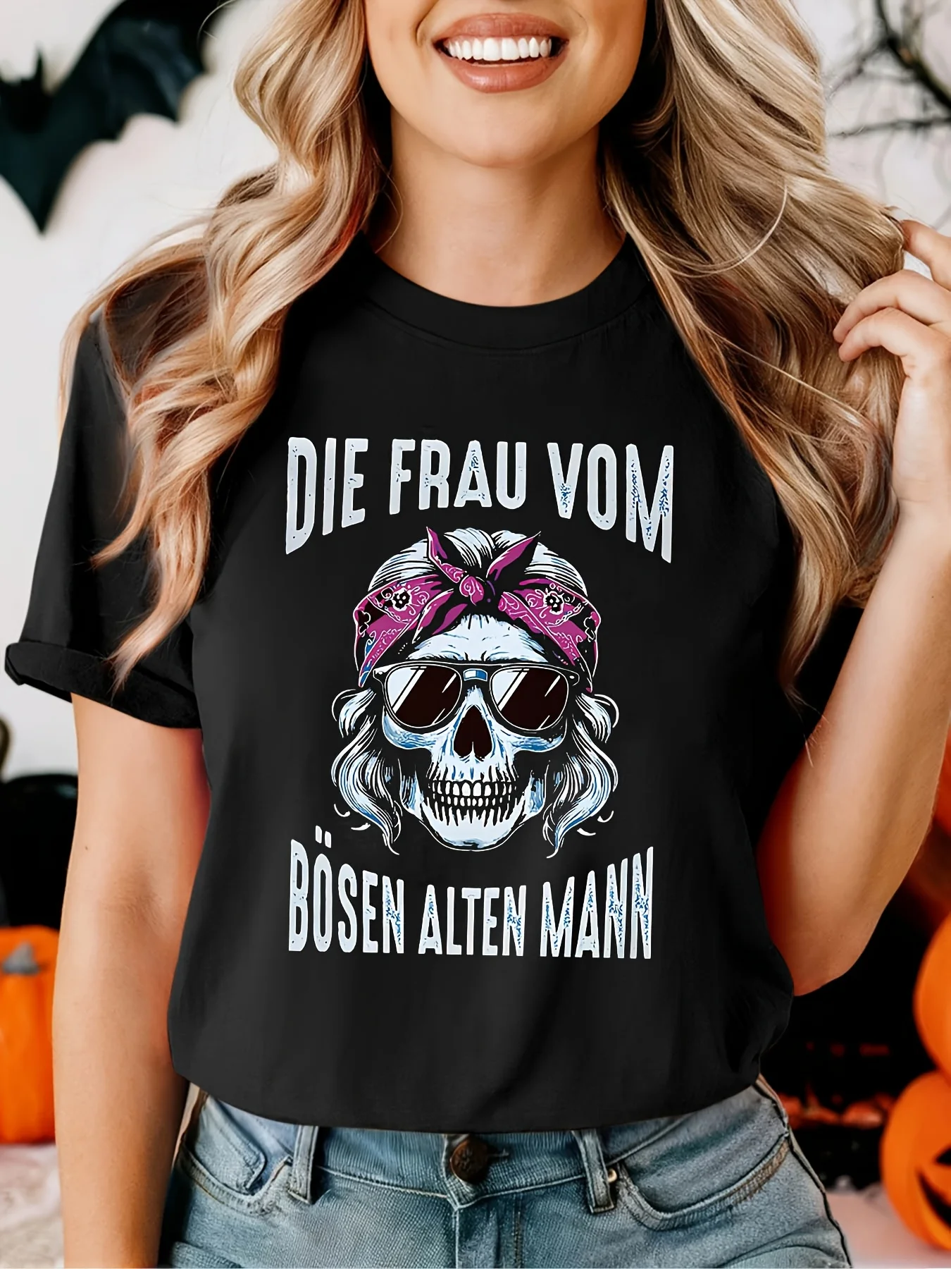 Camiseta DIE FRAU VOM BÖSEN ALTEN MANN, chándal de verano para mujer, ropa deportiva informal transpirable con cuello redondo, ropa de calle de moda Harajuku