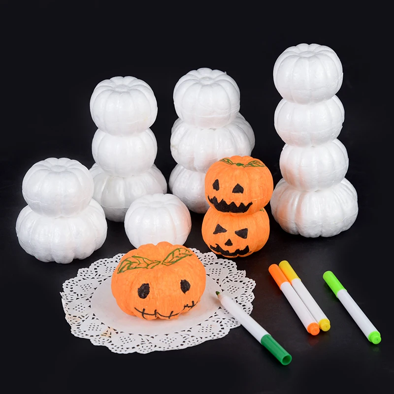 10Pc Halloween Biała pianka Dynia Ręcznie robione DIY Malowanie Dynia Ozdoba Halloween Party Dekoracja Dostawa Dziecięce sprzyja Zabawka dla żony