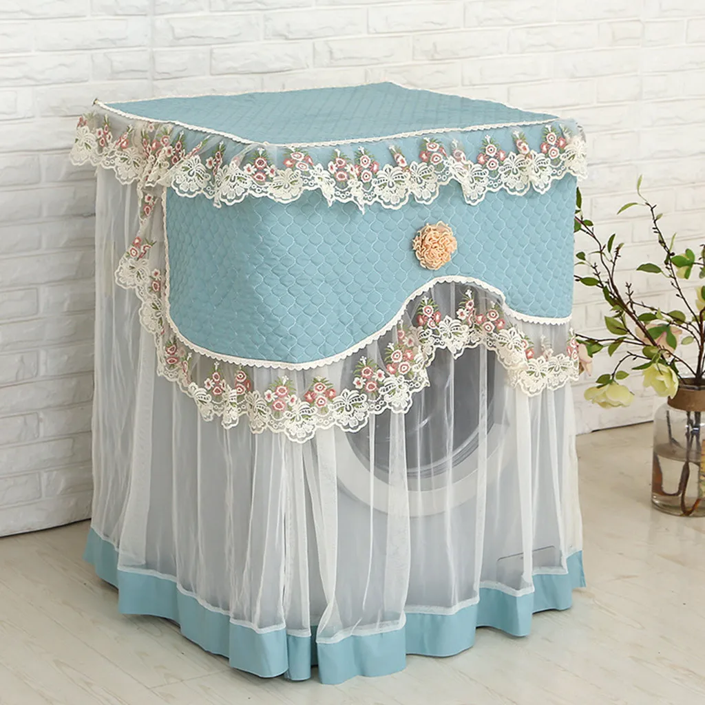 Lace Ruffle Floral Washing Machine Dust Cover Front Durable Soft Home proof Protective