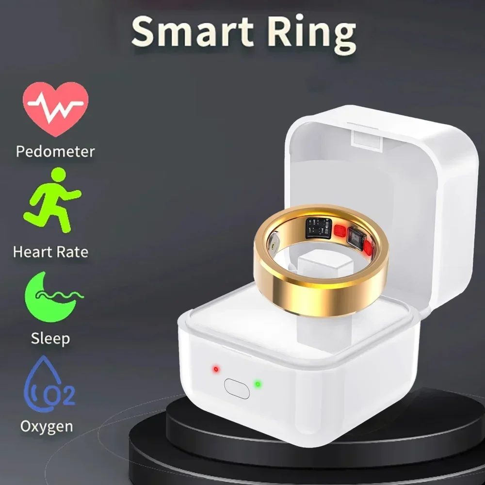 Fashion Smart Ring Health Tracker Heart Rate Blood Oxygen Body Temperature Monitoring Smart Finger Digital Ring for Men Women