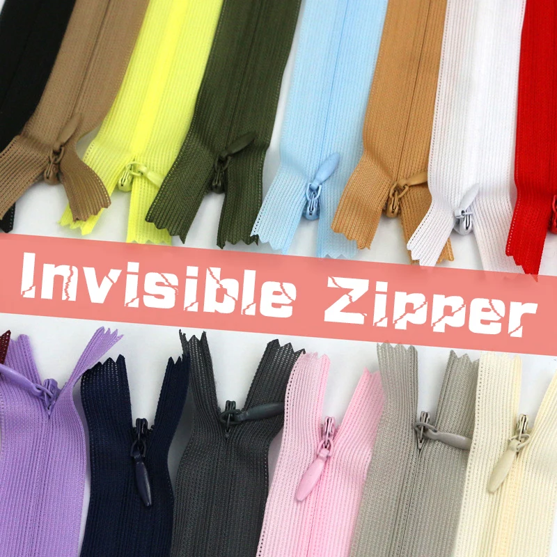 10Pcs Novelty 18/20/30/40/50/60 cm  Lace Invisible Zippers 3# Nylon for Purse Bags DIY Sewing Tailor Craft Garment Bag 15/Color