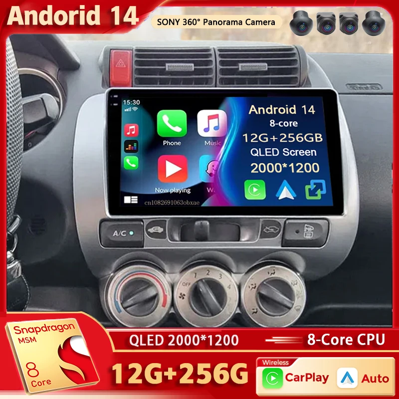 

Android 14 For Honda Jazz 1 GD 2001-2008 Fit 2001-2009 2K QLED Stereo Car Radio Multimedia Video Player GPS 4G CarPlay Head Unit