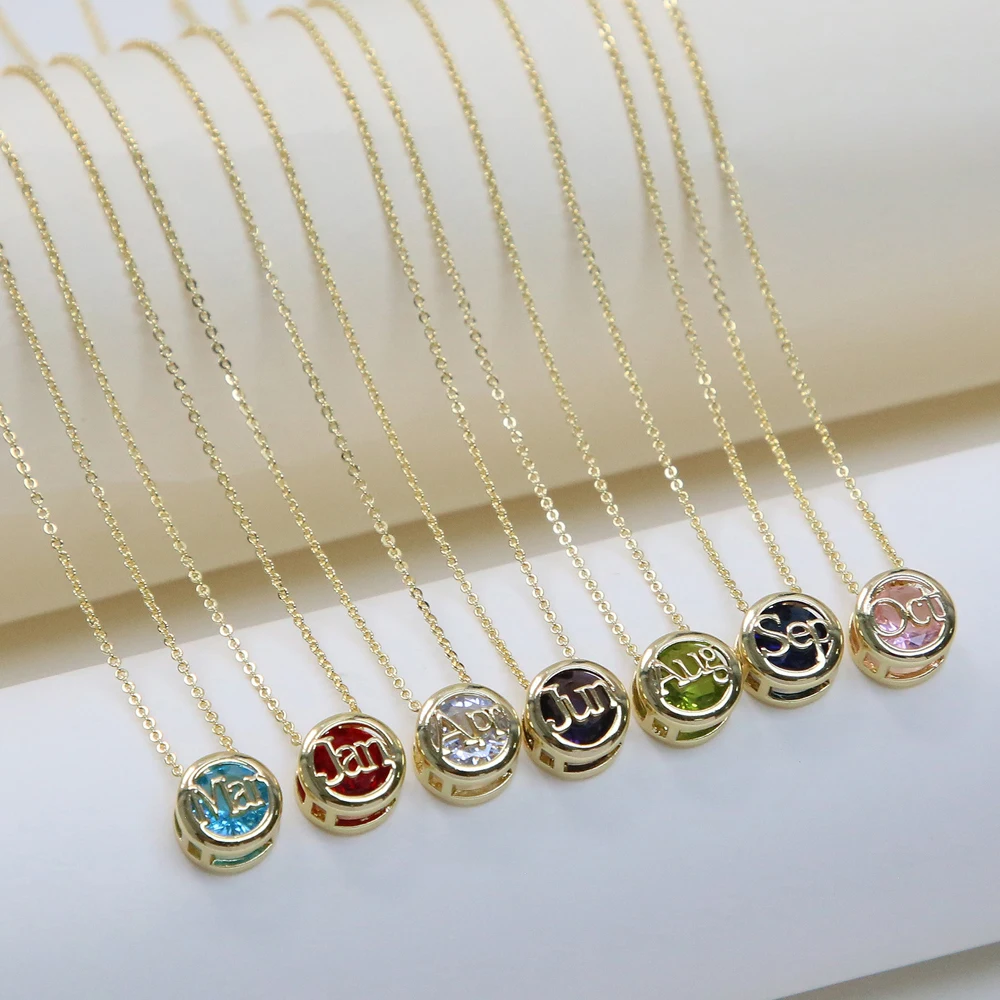 الملونة جولة 12 جوهرة الميلاد قلادة قلادة للنساء قابل للتعديل 2025 سحر الفولاذ المقاوم للصدأ سلسلة القلائد هدايا عيد الميلاد #2
