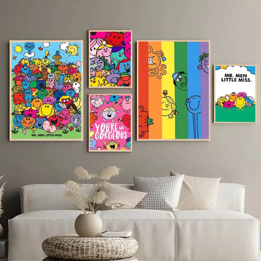 Children Book M-Mr Men L-Little Miss Vintage Posters Sticky Vintage Room Home Bar Cafe Decor Kawaii Room Decor
