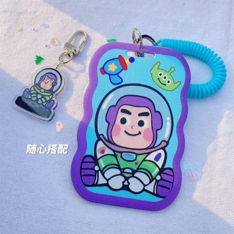 Cartoon Disney Series Buzz Lightyear Boys and Girls Cute Portable Fashion Simple Student Keychain Lanyard Work ID Card Holder