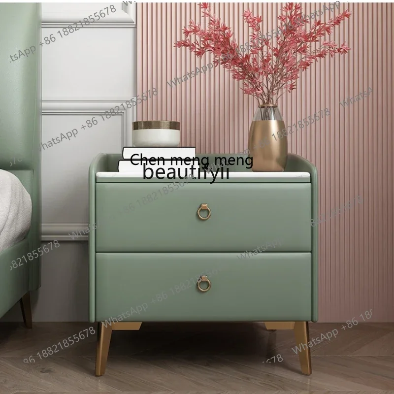 cn8350 LHY yj Minimalist Light Luxury Leather Stone Plate Bedside Table Modern Minimalist Bedroom Storage Soft Pack Bed Side Cab