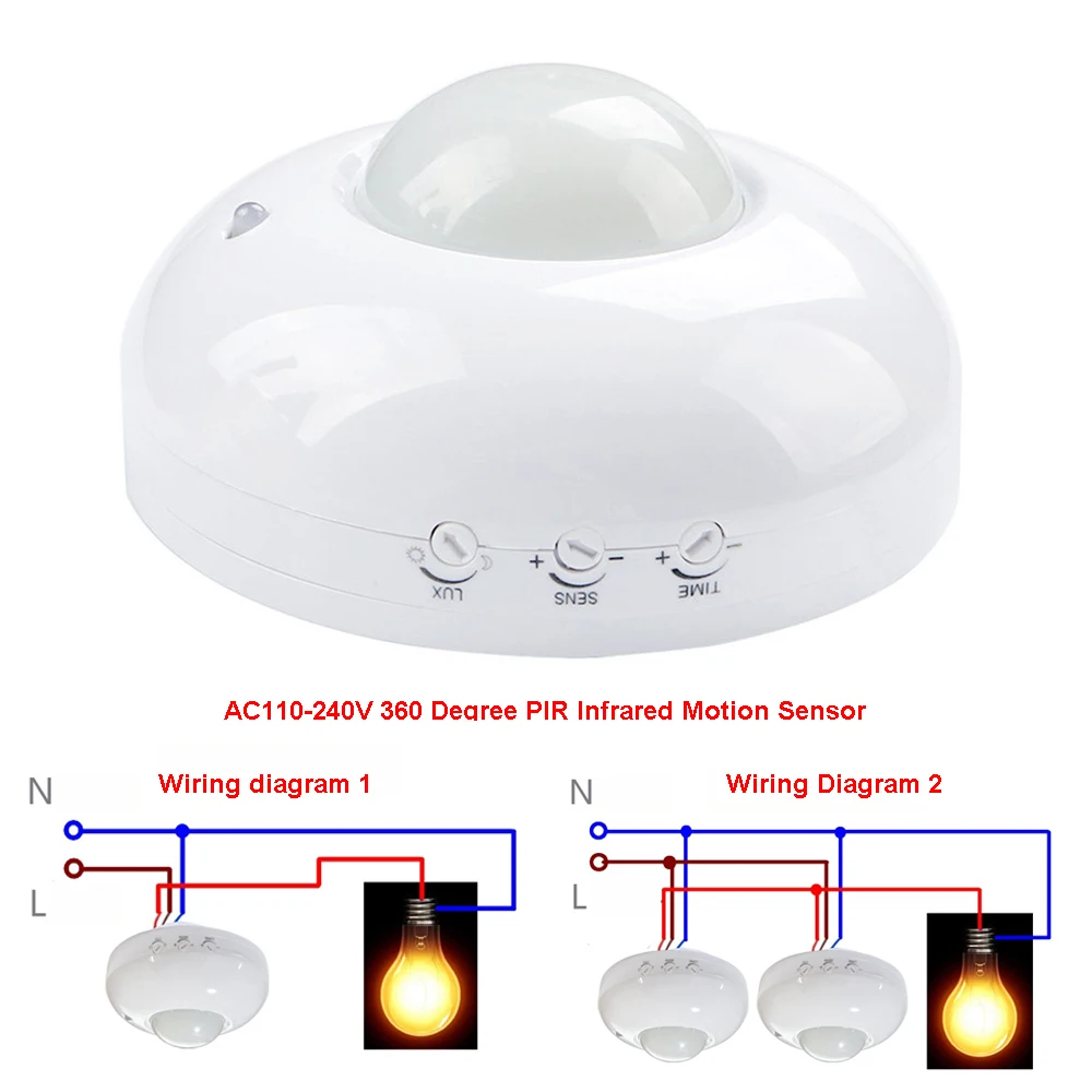 Luz con Sensor de movimiento, interruptor de luz con Sensor automático, infrarrojo, PIR, 220V, detección, Mini luz nocturna sensible