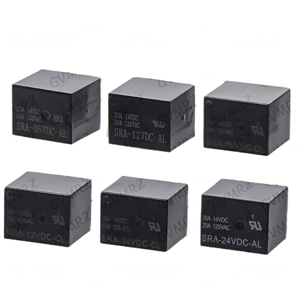 5PCS 4P 5P Relay PCB Type Black Automobile Relay SRA-05VDC-AL SRA-12VDC-CL SRA-24VDC-CL 5V 12V 24V 20A DC Power 4Pin 5Pin