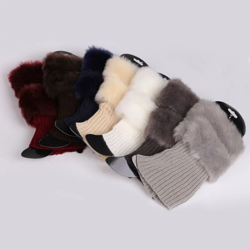 

1 Pair High Quality Knitted Boot Cuffs Winter Leg Warmers Women Lady Crochet Knit Fur Trim Leg Boot Socks Toppers Cuffs