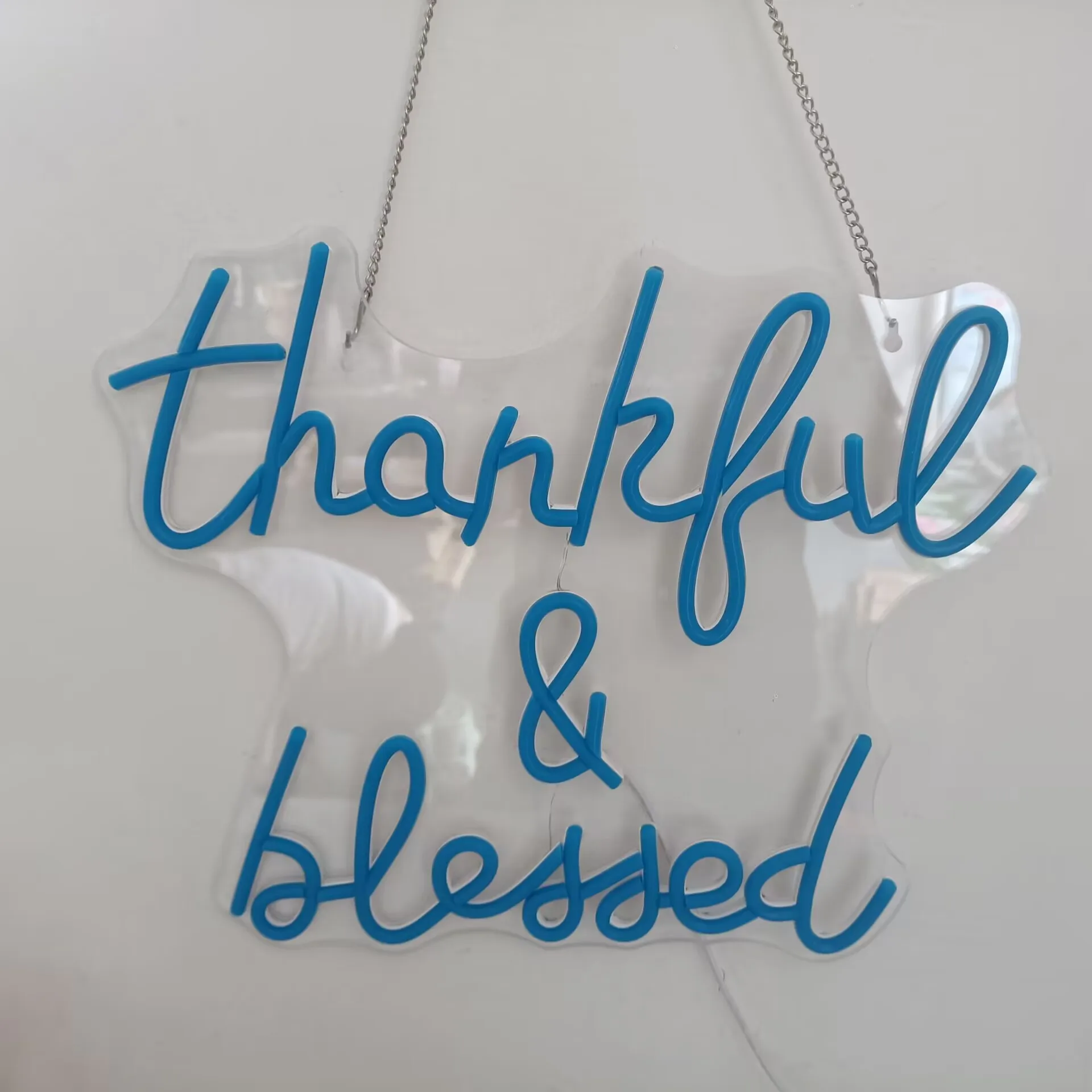 أضواء النيون الزرقاء LED لعيد الشكر، علامة النيون الشكر والمباركة لحفلات الزفاف وغرفة النوم، ديكور الحائط، هدية عيد الميلاد للفتيات