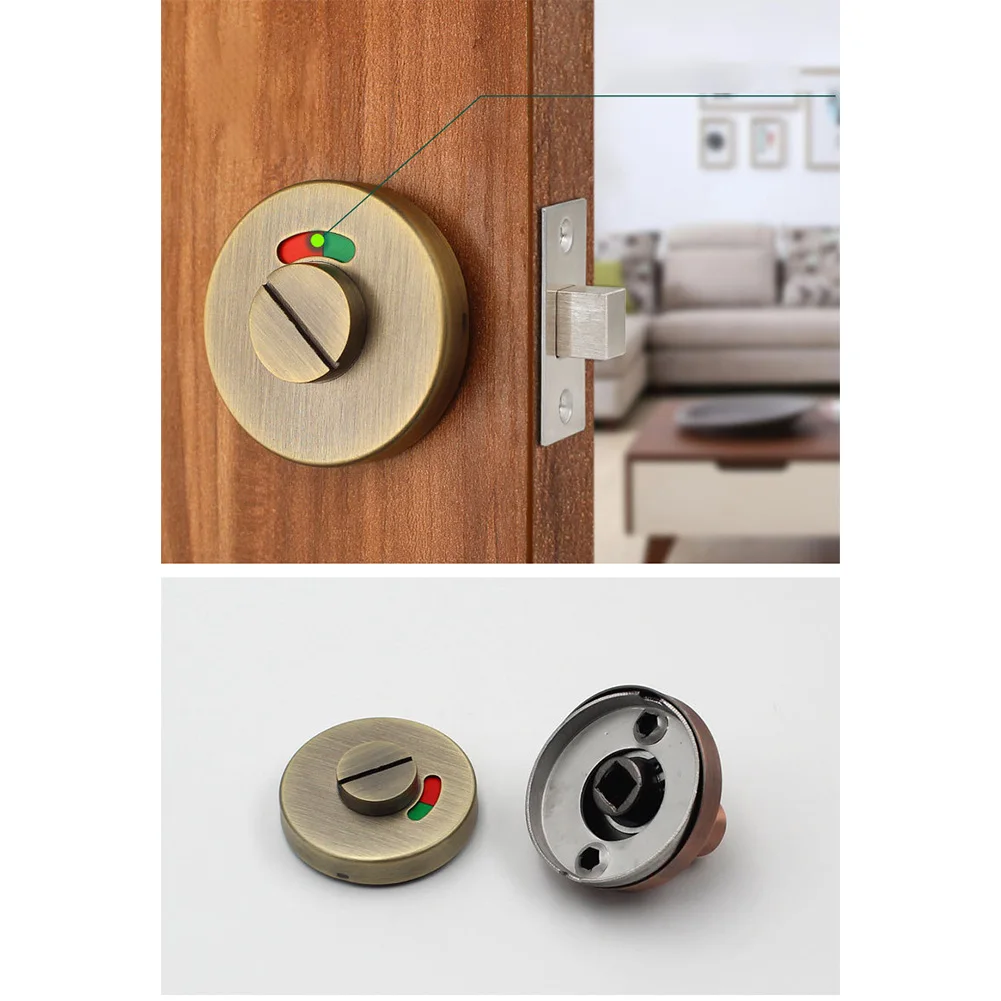 

Ручка дверного замка из нержавеющей стали с индикатором открытия/закрытия для дверей ванной комнаты и шкафа в условиях высокого дорожного движения