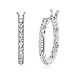 M-JAJA 1.7MM Moissanite Hoop Earrings Real 925 Sterling Silver for Women D Color VVS1 Lab Diamond Stud Earrings Wedding Jewelry