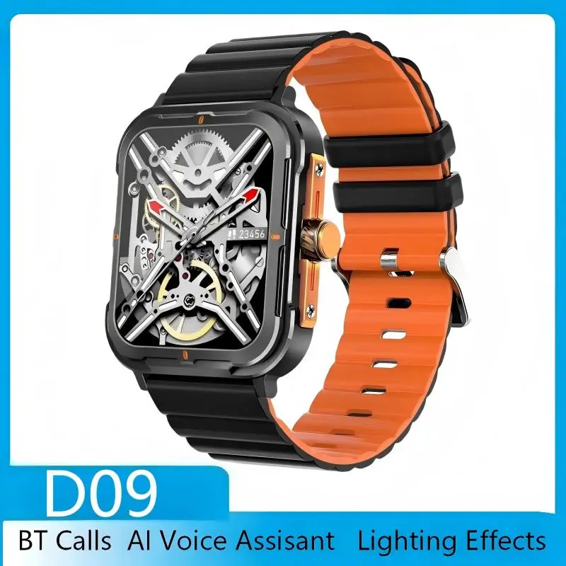 

D09 Outdoor Sports Smartwatch Men Metal Craftsmanship Mechanical Design 2-Tone Strap 1.9 Inch IPS DAFIT App 128MB Memory BT Call