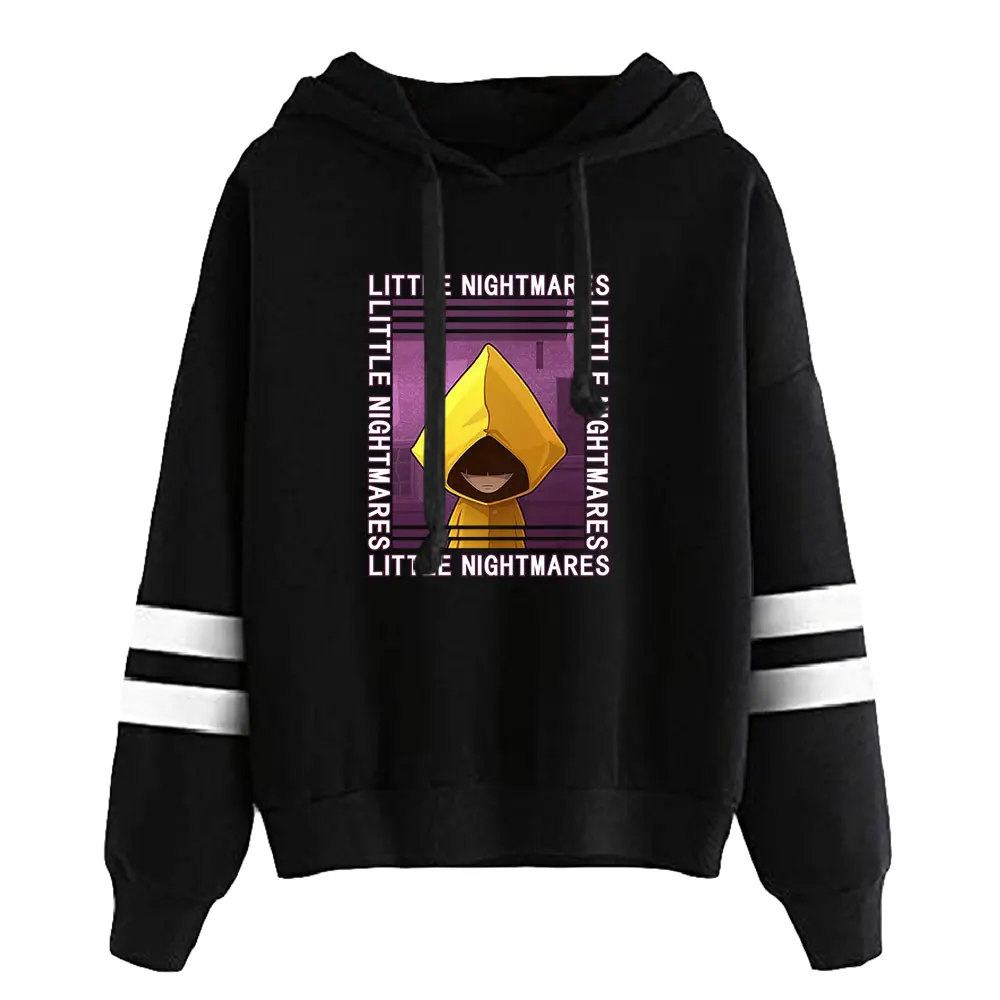 Little Nightmares 3 Hoodie para homens e mulheres, sem bolso, barras paralelas, streetwear de manga, moletom com capuz, roupas Harajuku, novo jogo