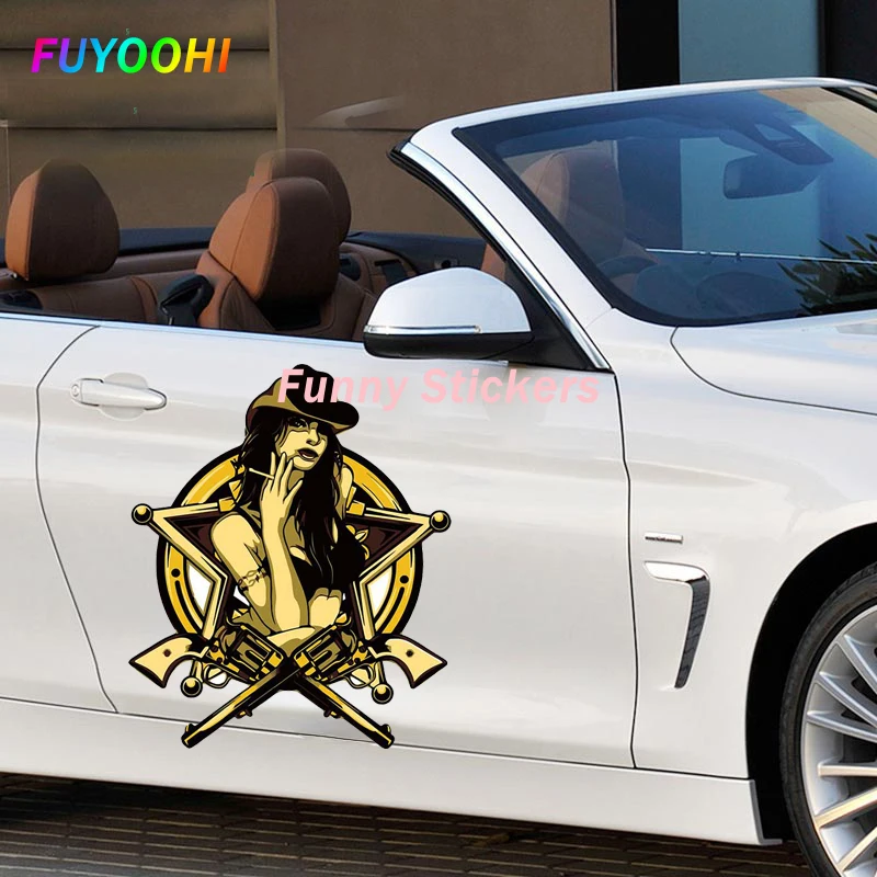 FUYOOHI Play Stickers for Sexy Sheriff Car Door Stickers Vinyl Material  Motorcycle Auto Air Conditioner Decoration PVC Decal