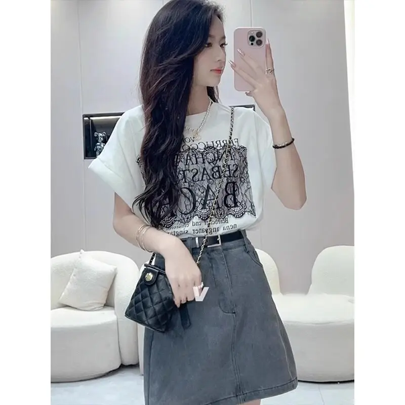

Fashion Set Women's Summer Dress Western-style Top Denim Skirt Fashionable Temperament High-end Sense Two-piece Set