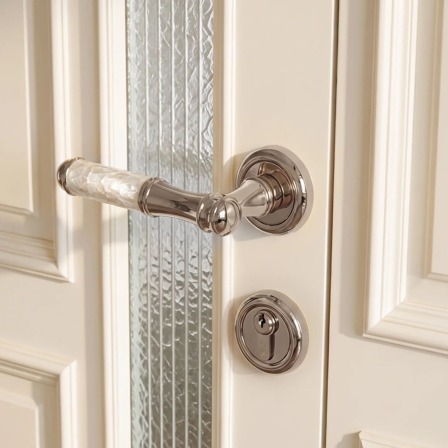SAI'LANKA Brass Luxurious Door Lock Natural White Mother-of-Pearl Handmade Inlay Interior lock Passage Lock Dummy Lock Door Lock