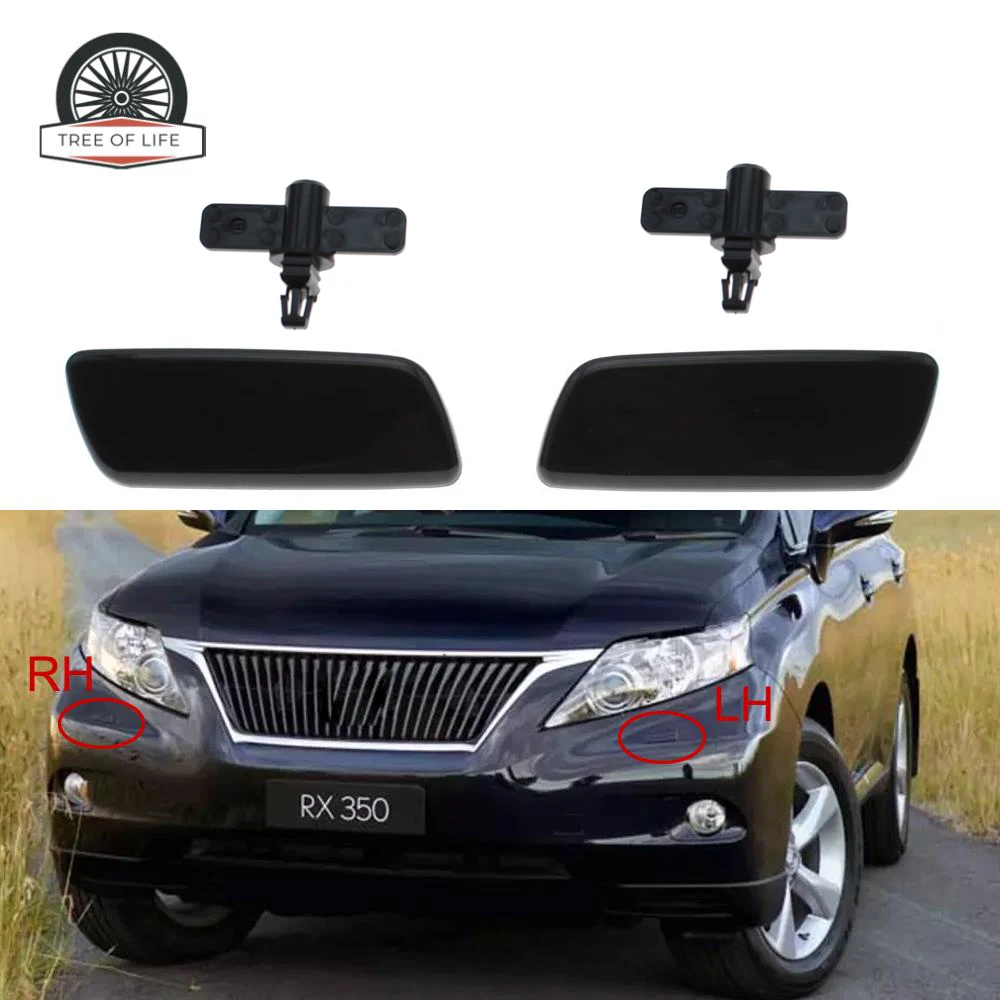 85044-48010 Black Front Headlight Washer Cover Headlamp Spray Nozzle Jet Cap For Lexus RX270 RX350 RX450H 2009-2011