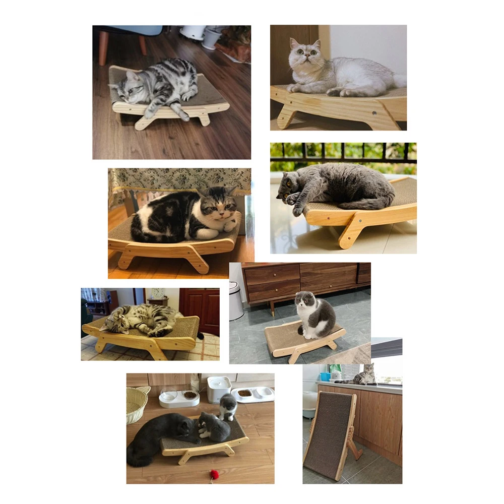 Cat Scratcher Board Wooden Frame Cat Scratching Bed Anti-Scratch Toys Claw Couch Scraper For Cats