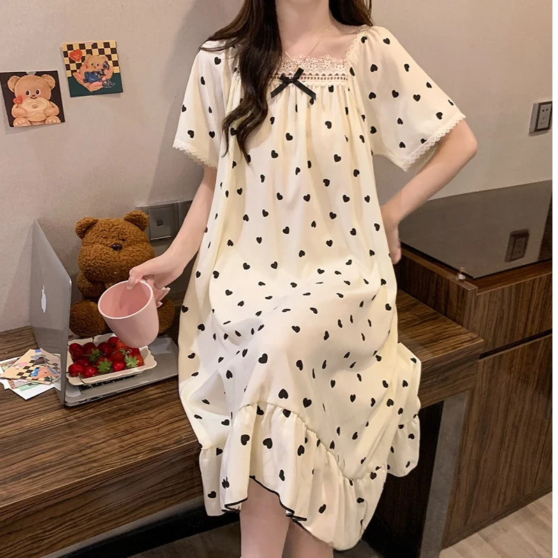 

Lace Doll Collar ort Sve Sp Dr Women Summer with Chest Pad Lace Trim One oulder Long Spwear Home Clothes