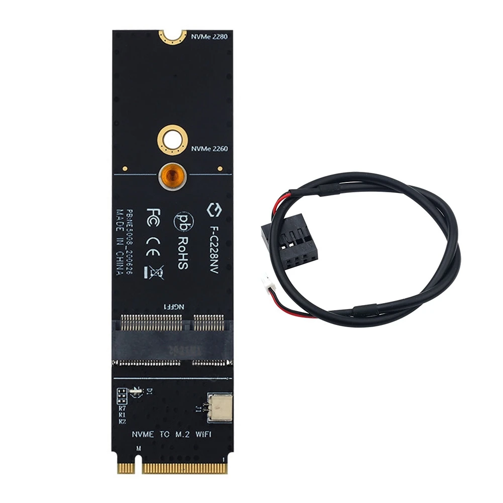 NGFF M.2 A/A+E Key Slot to M.2M Key PCIe PCI-Express WiFi Card Adapter NVMe Wireless LAN Card Adapter