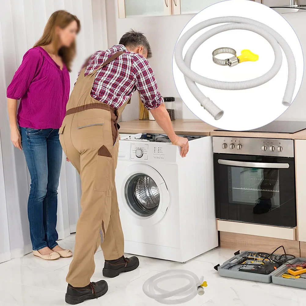 1pc TPE Washing Machine Water Inlet Hose Air Conditioner Drain Hose Portable Hose With Clamp Replacement Accessories