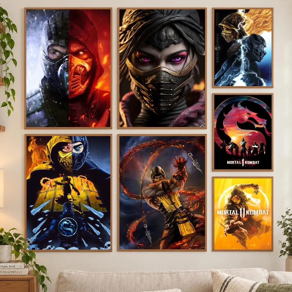 M-Mortal Kombat Game Whitepaper Poster HD art sticky wall waterproof home living room bedroom bar aesthetic decoration