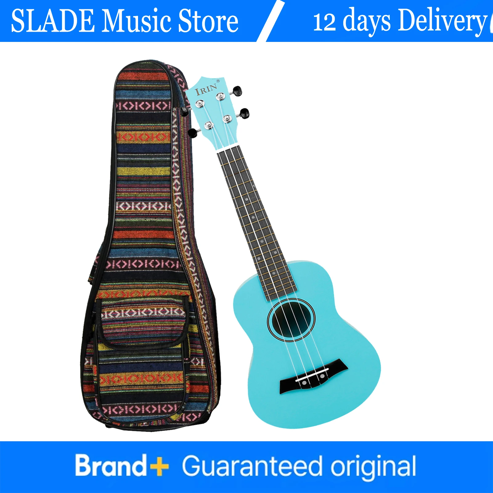 

23-дюймовая гавайская гитара, голубая гавайская гитара, мультяшная гавайская гитара для начинающих, мини-гитара, струнные инструменты, детские подарки