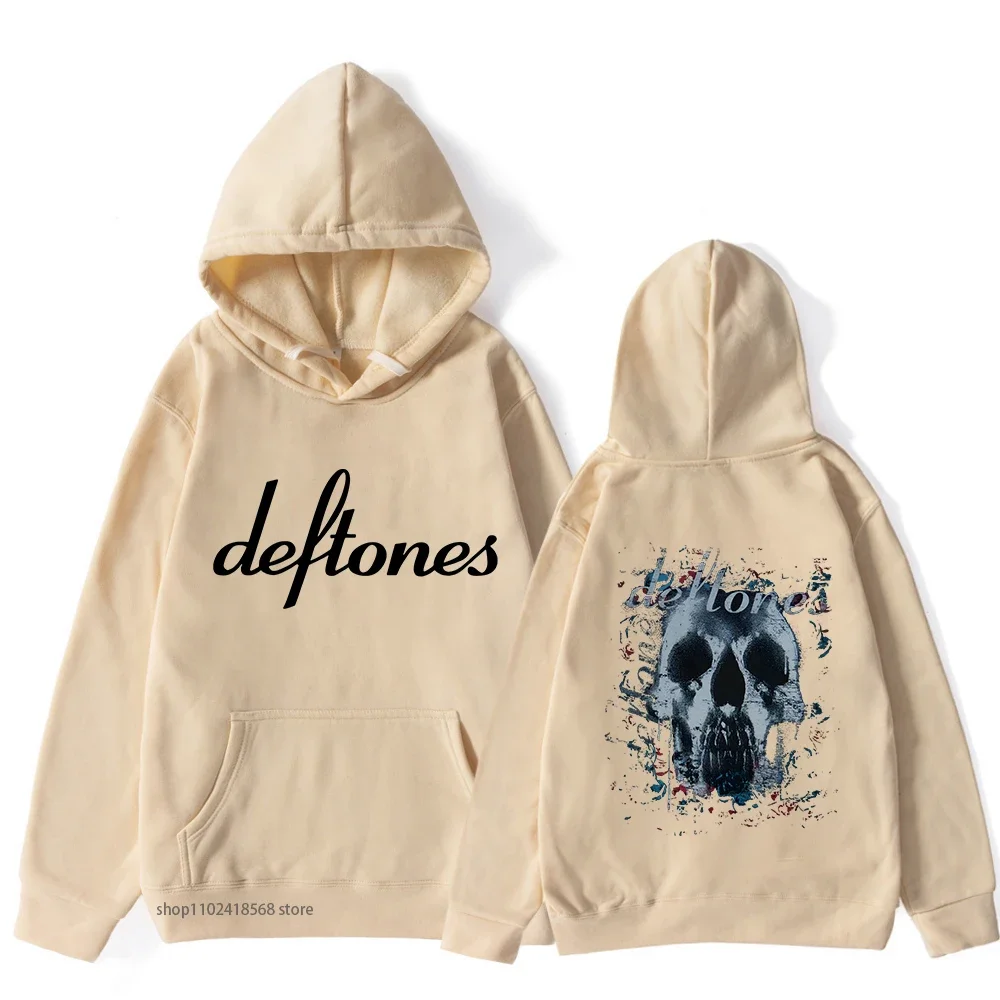 Deftones Skull Black Band Hoodies Men's Vintage Rock Sweatshirts Punk Hip Hop Pullovers for Unisex Streetwear Male Gothic Tops