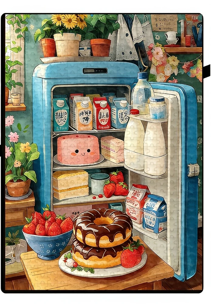 Refrigerator Food Scene Jigsaw Puzzles High Quality Stress-Relieving And Fun Family Game Best for Gift Giving
