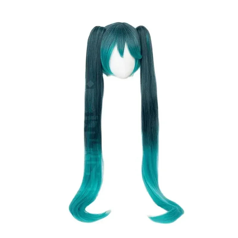 Anime Miku Cos Wig 105CM Double Horse Tail Double Color Gradual Heat Resistant Synthetic Hatsune Hair Cosplay Wigs wig Cap