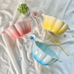 ins gradual change binaural pumpkin bowl high value dessert macaron student dormitory cute ins rice noodle bowl soup bowl