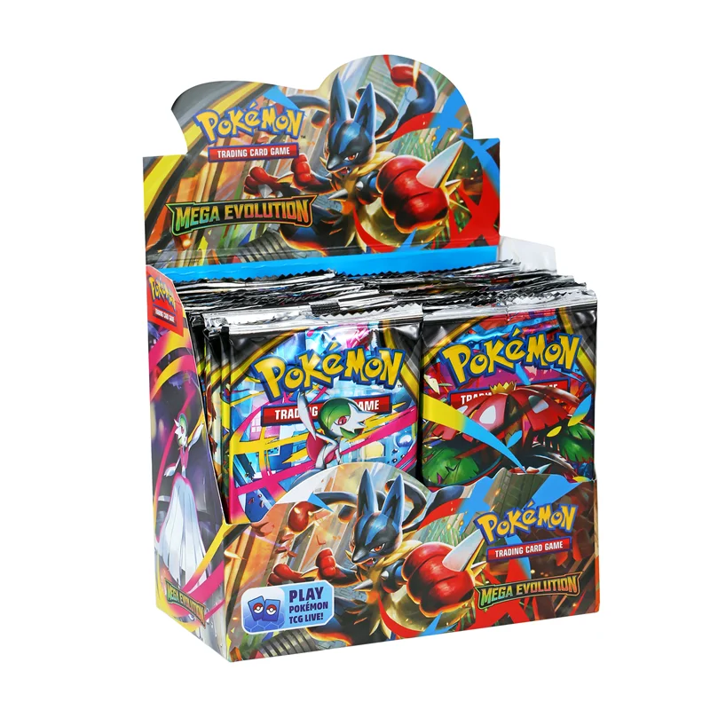 360 Buah Kartu Pokemon MEGA EVOLUTION Lucario Prismatic Evolutions Game Kartun Bahasa Inggris Booster Hadiah Kartu Transaksi Pertempuran