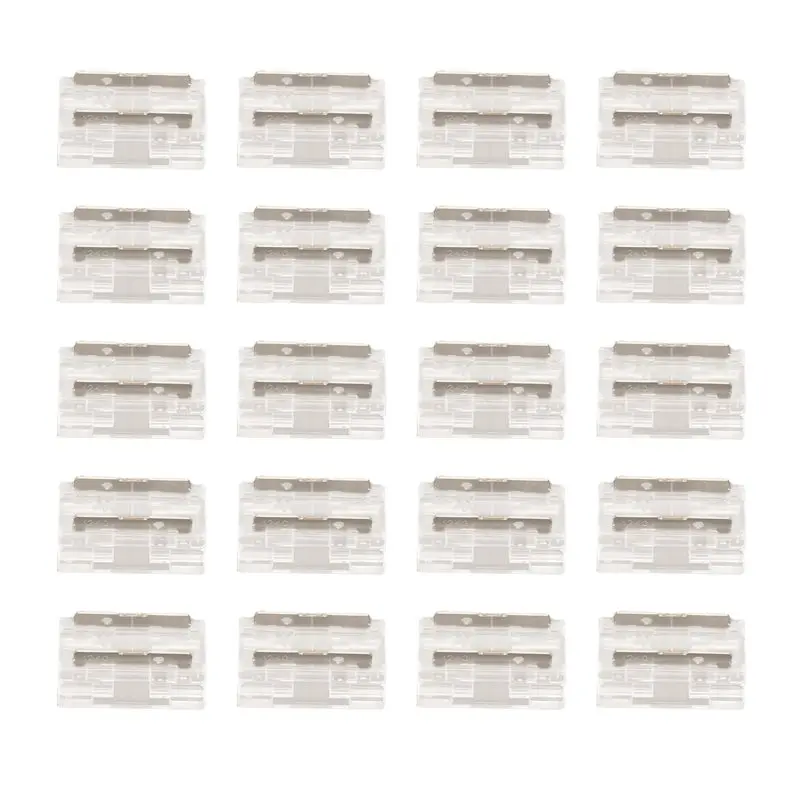 BHBD-Versatile LED Strip Connectors, 20-Pack, For 8Mm 2-Pin COB/SMD 2835/3528 Strips: Straight, Corner, And Strip-To-Wire Links