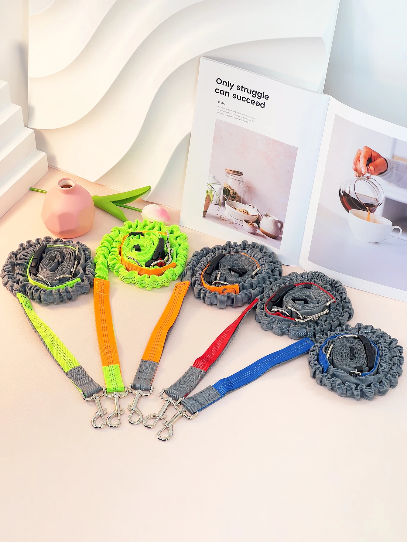 An explosion-proof elastic nylon belt for walking dogs, running, traction, and elastic multi-functional dog leash pet supplies