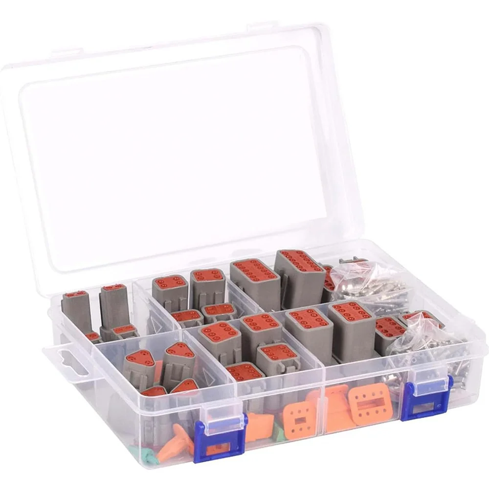 

174Pcs DT Deutsch Connector Kit, 2 3 4 6 8 12 Pin Connectors,16 Stamped Contacts,14-18 AWG,Waterproof Automotive Connectors Plug