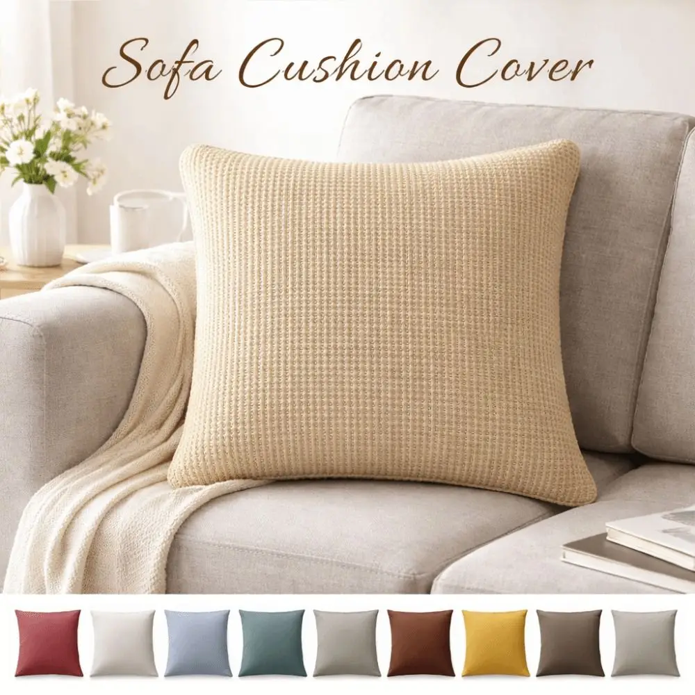 Durable 45x45cm Sofa Cushion Cover Jacquard Soft Sofa Pillowcases Highly Elastic Breathable Pillow Cover