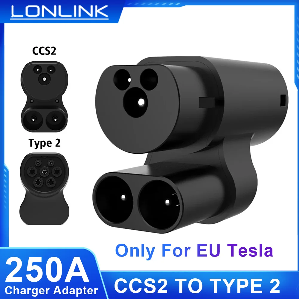 Lonlink CCS2 To Type 2 Adapte 250KW Electric Vehicle Charging Connector Portable Electrical car devices ev charger Type 2