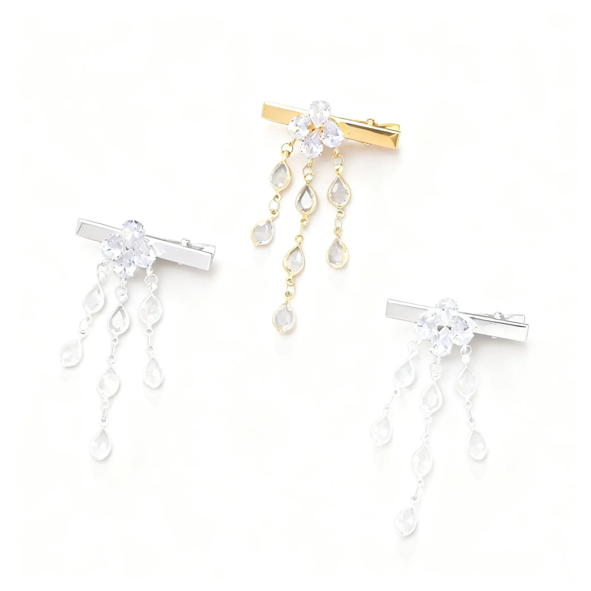 Forcina per capelli con frange a goccia d'acqua tempestata di diamanti Accessori per forcine di lusso personalizzati con strass da donna